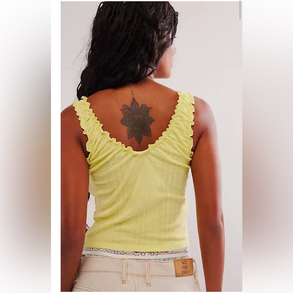 Free People Intimately Amelia Pointelle Cami- Lemon Yellow Sizes Med & L NWT - Picture 7 of 9